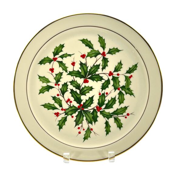 Lenox Holiday Dimension Round Platter Chop Plate 12 5/8" Gold Trim Inner Verge - Picture 1 of 5
